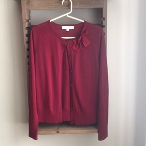 Loft- Formal Red Cardigan with Bow